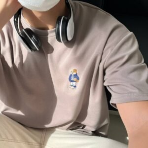 MM BEAR 刺繡迷你熊 落肩短袖